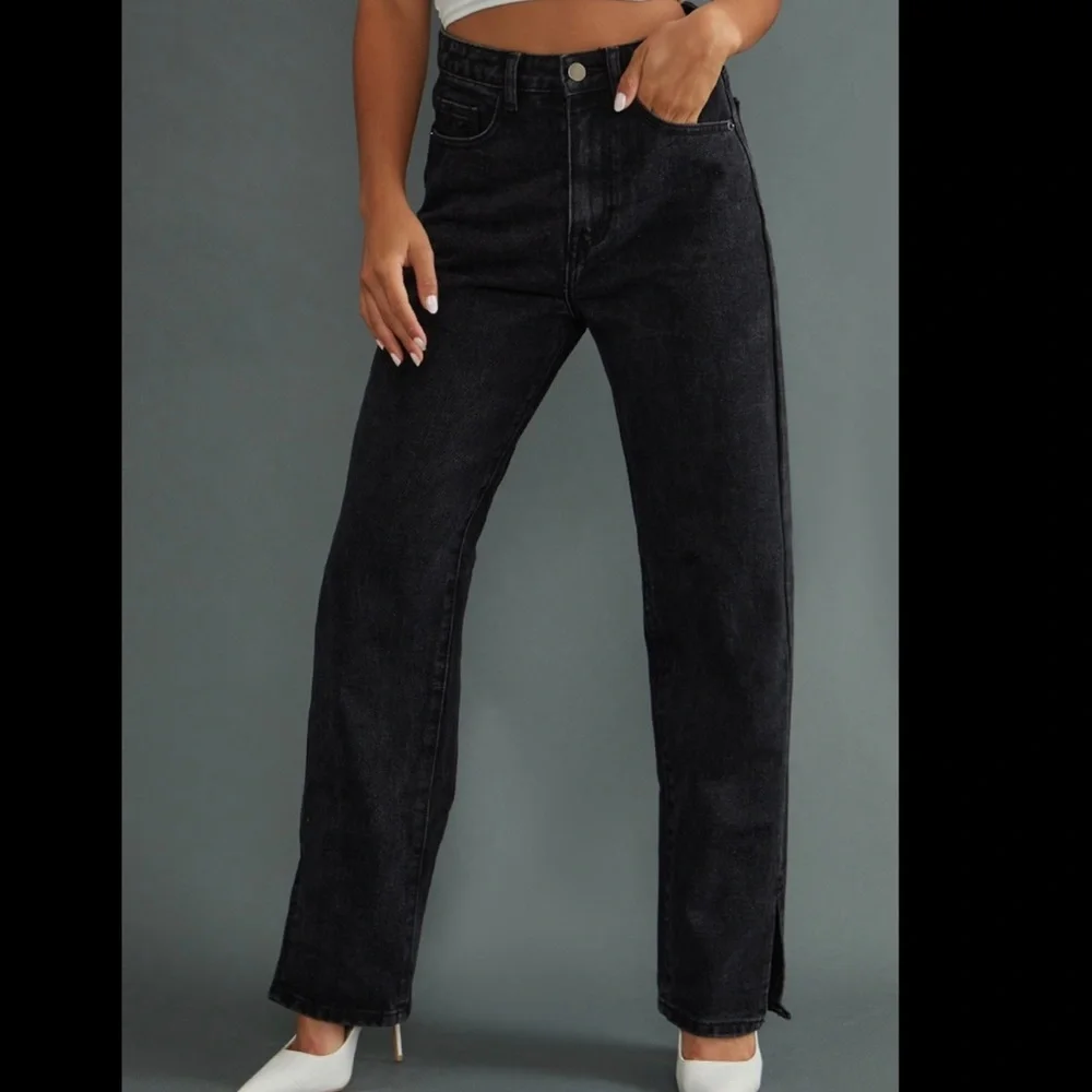 NWT!! Black high waist split bottom jeans - Picture 2 of 4